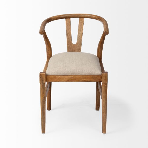 Trixie Cream Fabric Seat Brown Wood Frame Dining Chair 1