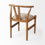 Trixie Cream Fabric Seat Brown Wood Frame Dining Chair