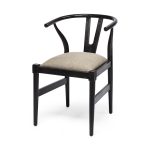 Trixie I Black Wooden Base Linen Seat Dining Chair