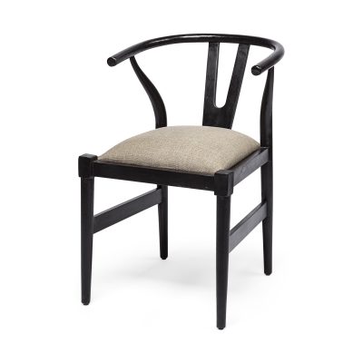 Trixie I Black Wooden Base Linen Seat Dining Chair