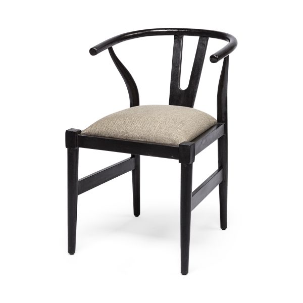 Trixie I Black Wooden Base Linen Seat Dining Chair