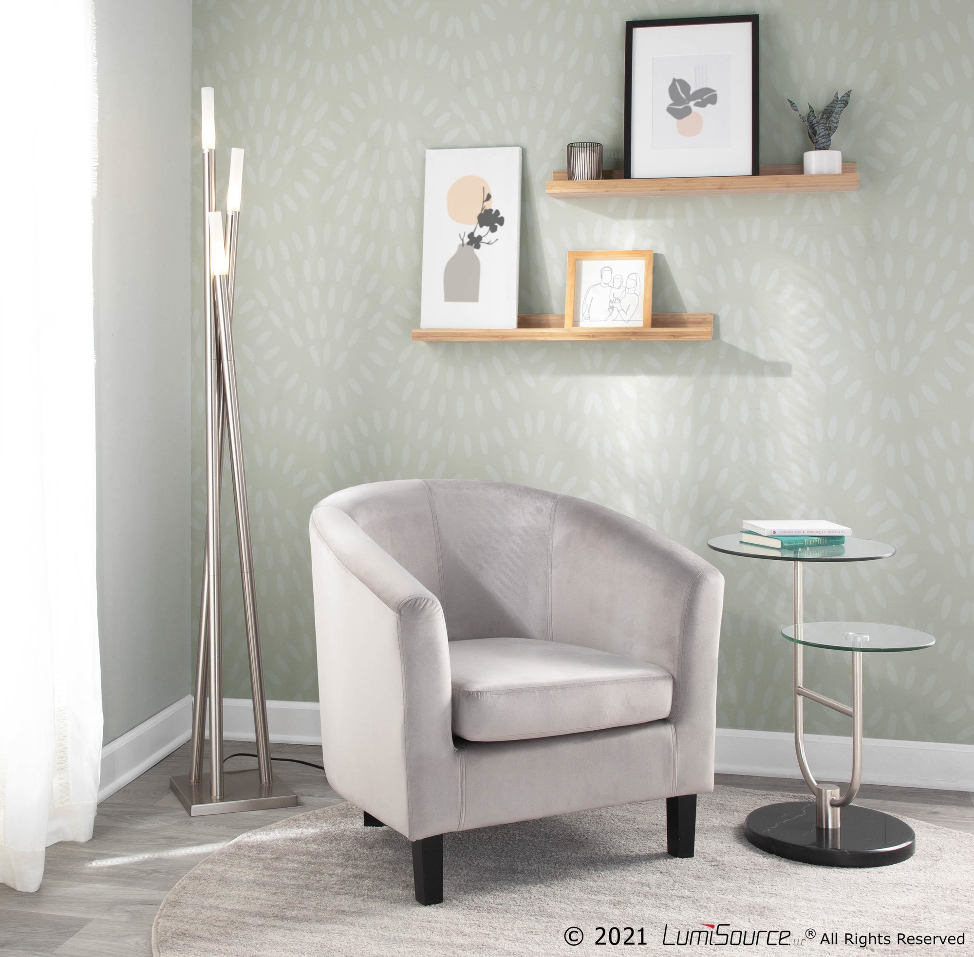 Trombone Glam Black Marble Glass Tiered Side Table 2 Trombone Glam Black Marble Glass Tiered Side Table - Image 2