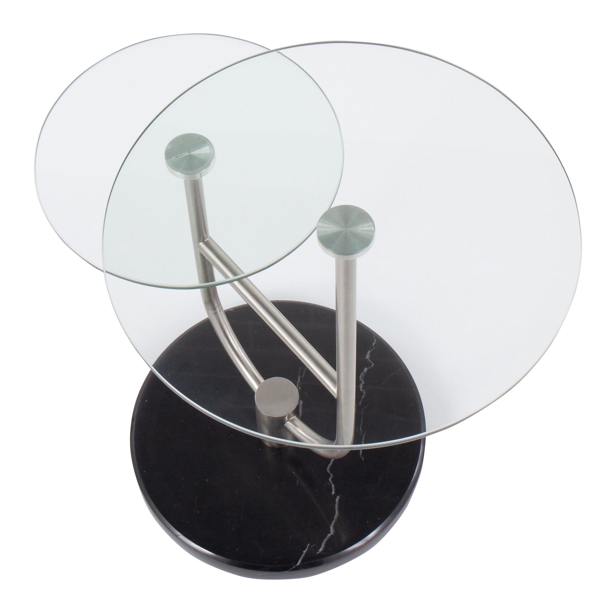 Trombone Glam Black Marble Glass Tiered Side Table 11 Trombone Glam Black Marble Glass Tiered Side Table - Image 11