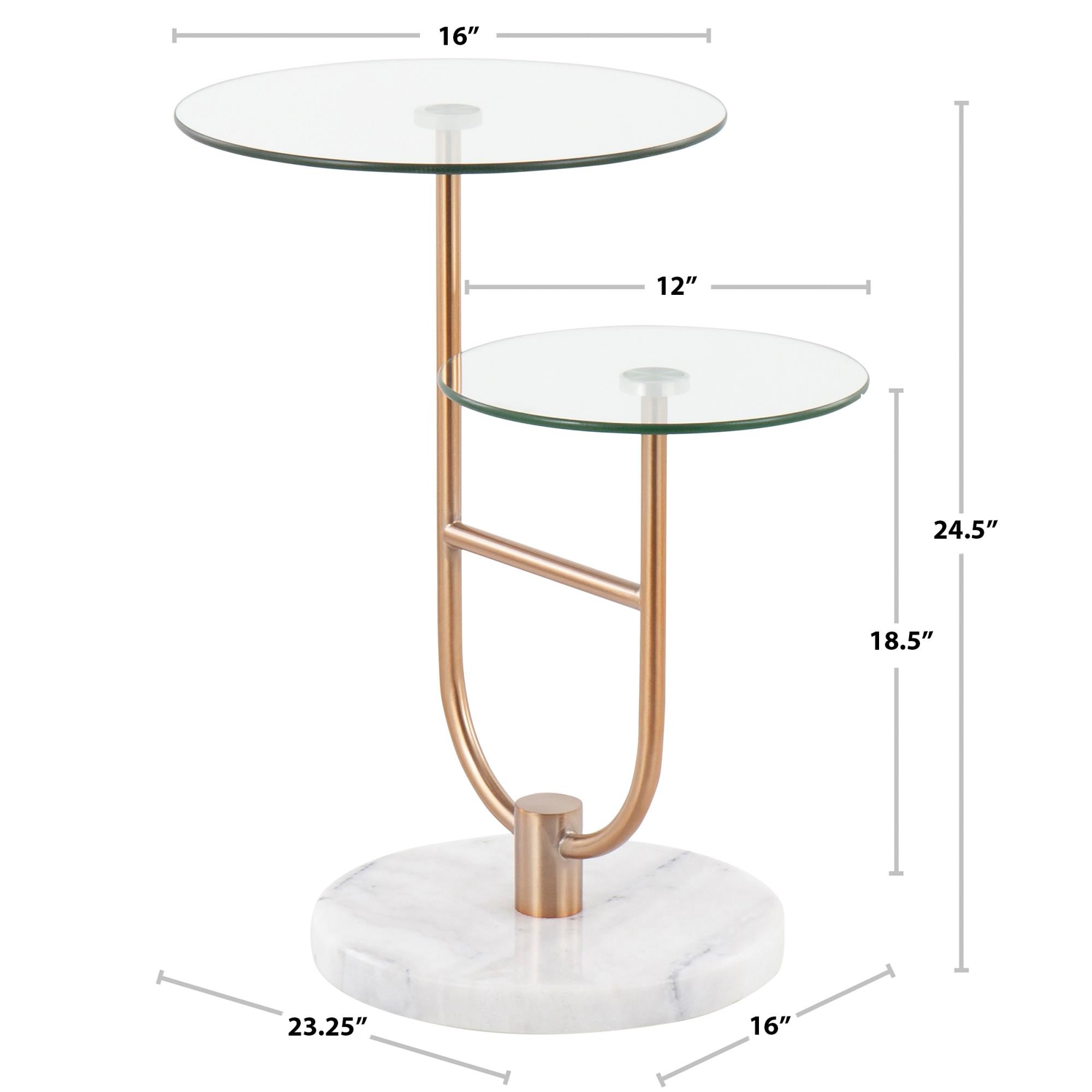 Trombone Glam Black Marble Glass Tiered Side Table 14 Trombone Glam Black Marble Glass Tiered Side Table - Image 14