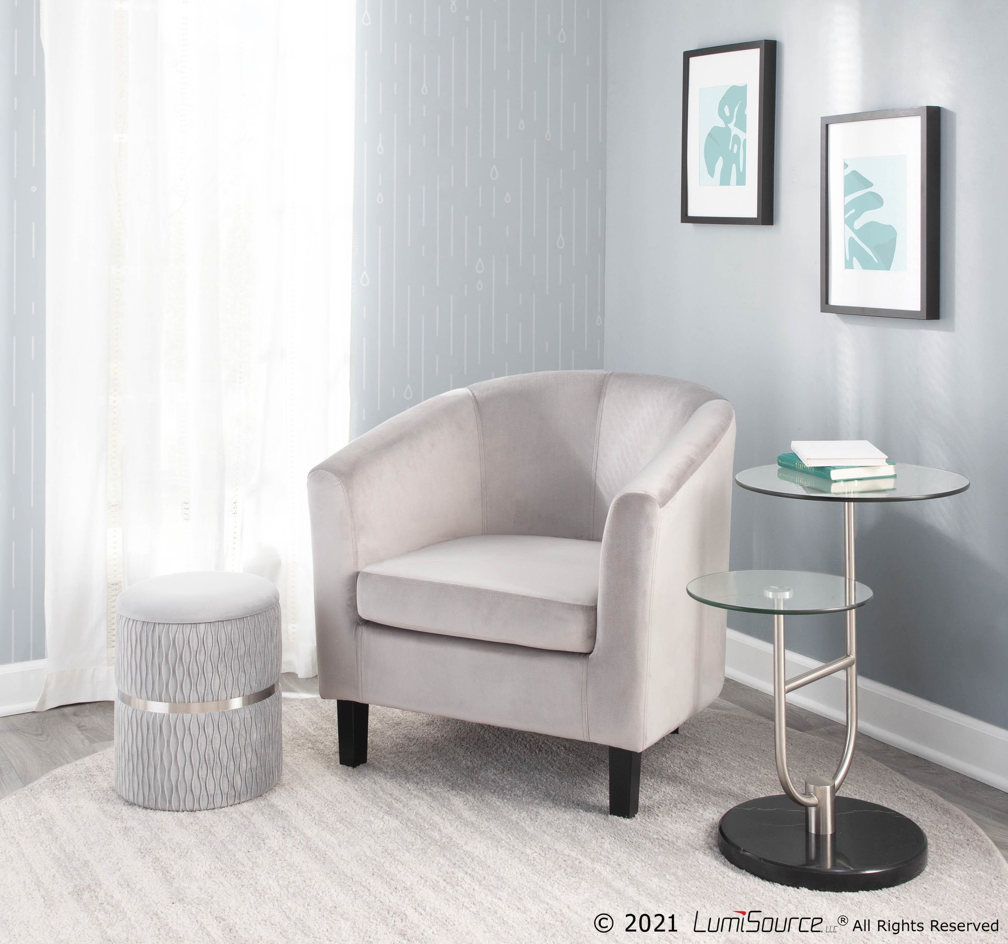 Trombone Glam Black Marble Glass Tiered Side Table 3 Trombone Glam Black Marble Glass Tiered Side Table - Image 3