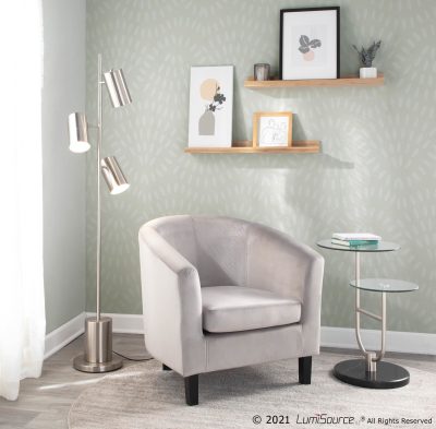 Trombone Glam Black Marble Glass Tiered Side Table