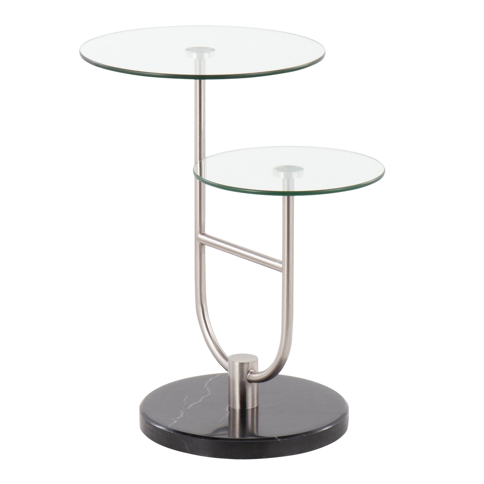 Trombone Glam Black Marble Glass Tiered Side Table 6 Trombone Glam Black Marble Glass Tiered Side Table - Image 6