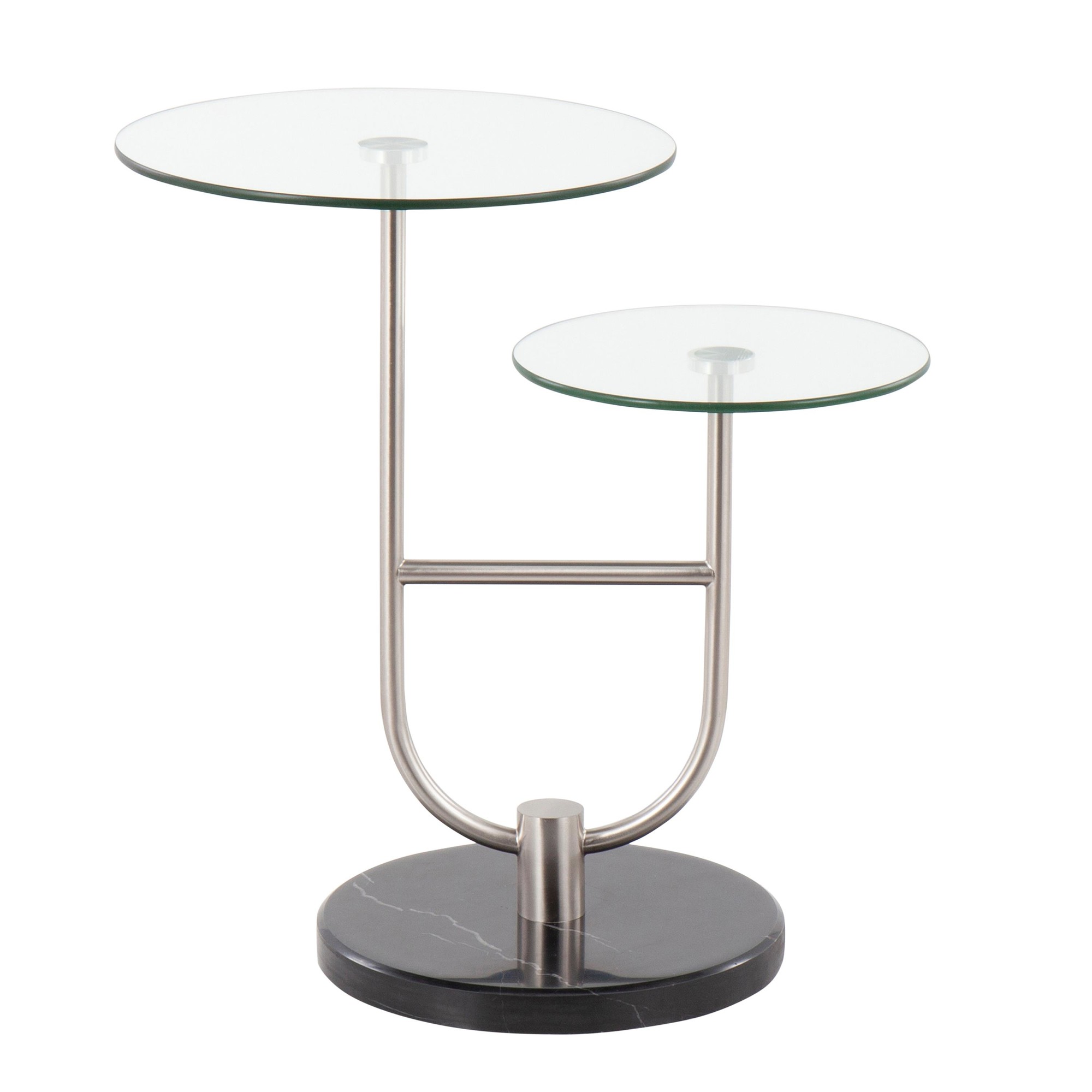 Trombone Glam Black Marble Glass Tiered Side Table 7 Trombone Glam Black Marble Glass Tiered Side Table - Image 7