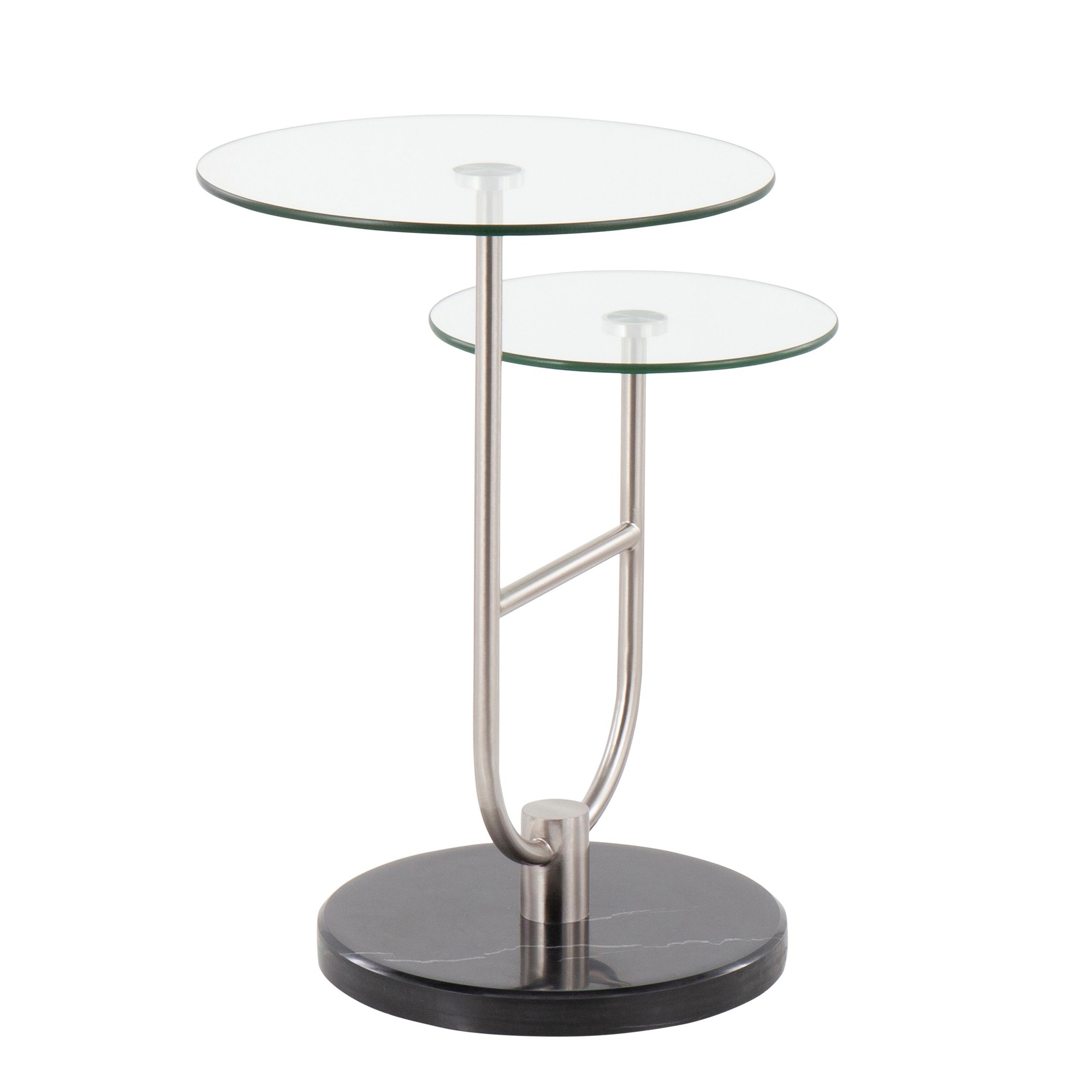 Trombone Glam Black Marble Glass Tiered Side Table 8 Trombone Glam Black Marble Glass Tiered Side Table - Image 8