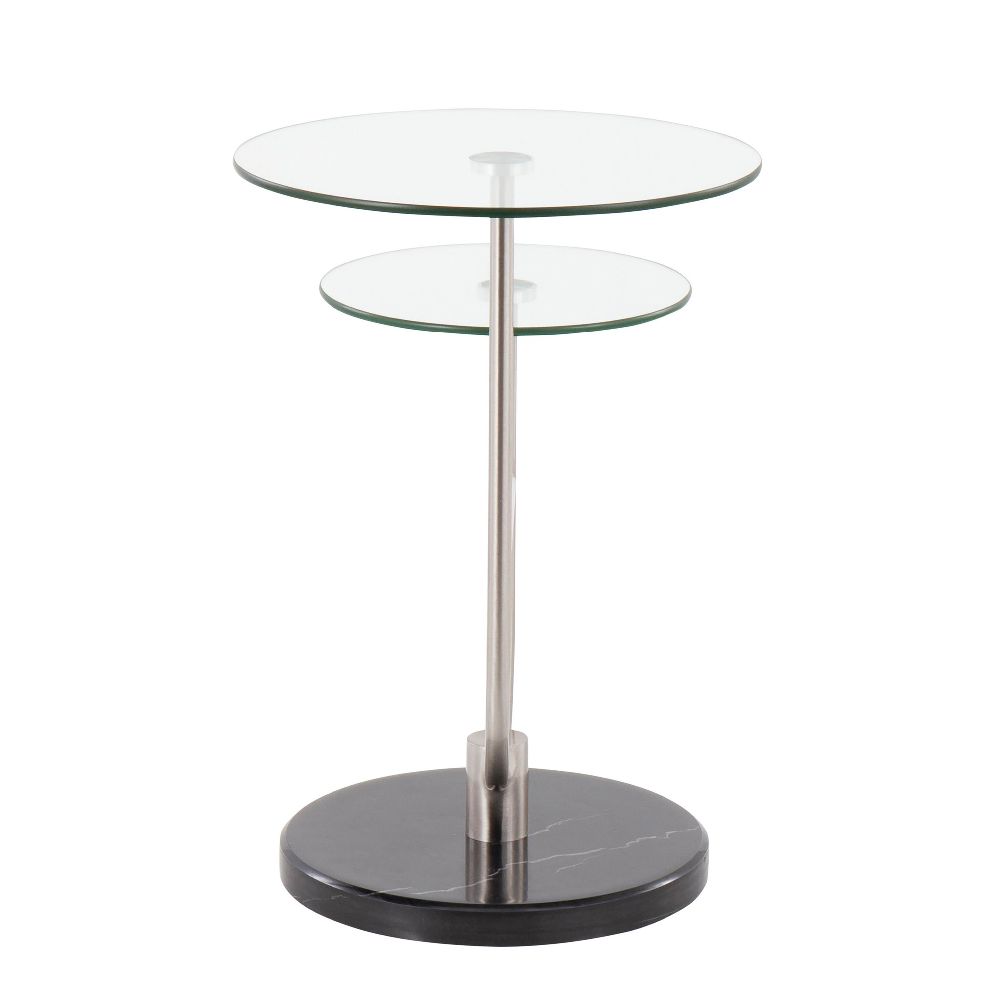 Trombone Glam Black Marble Glass Tiered Side Table 9 Trombone Glam Black Marble Glass Tiered Side Table - Image 9