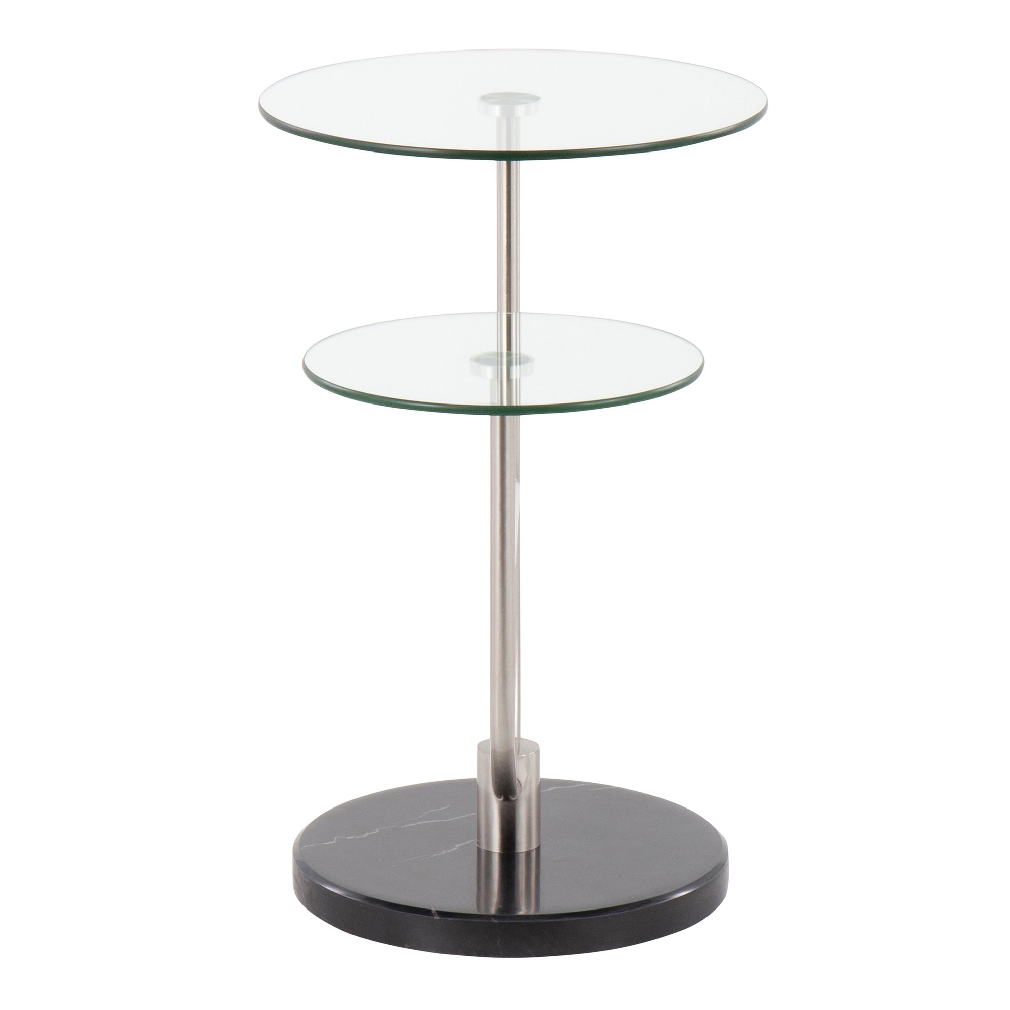 Trombone Glam Black Marble Glass Tiered Side Table 10 Trombone Glam Black Marble Glass Tiered Side Table - Image 10