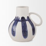Truett White w/ Blue Stripes Ceramic Jug Vase
