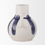 Truett White w/ Blue Stripes Ceramic Jug Vase
