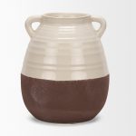 Tryna Large Beige w/ Matte Brown Ceramic Vase
