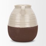 Tryna Large Beige w/ Matte Brown Ceramic Vase