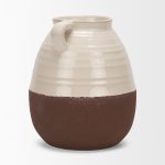 Tryna Large Beige w/ Matte Brown Ceramic Vase