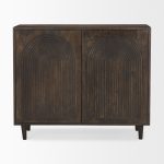 Tucker Dark Brown Wood w/ Carved Arch Pattern 2 Door Cabinet