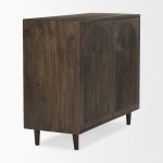 Tucker Dark Brown Wood w/ Carved Arch Pattern 2 Door Cabinet