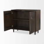 Tucker Dark Brown Wood w/ Carved Arch Pattern 2 Door Cabinet