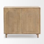 Tucker Light Brown Wood w/ Carved Arch Pattern 2 Door Accent Cabinet
