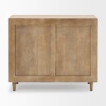 Tucker Light Brown Wood w/ Carved Arch Pattern 2 Door Accent Cabinet