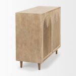 Tucker Light Brown Wood w/ Carved Arch Pattern 2 Door Accent Cabinet