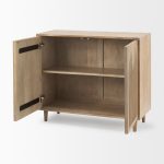 Tucker Light Brown Wood w/ Carved Arch Pattern 2 Door Accent Cabinet