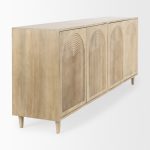 Tucker Light Brown Wood w/ Carved Arch Pattern 4 Door Sideboard