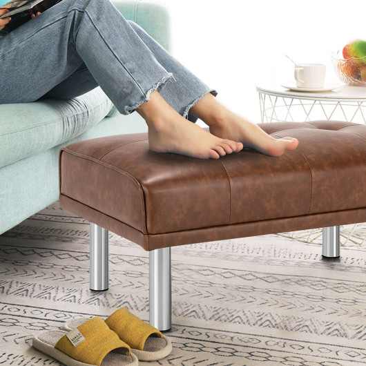 Tufted Ottoman Bench with Stainless Steel Legs for Living Room 9 Tufted Ottoman Bench with Stainless Steel Legs for Living Room - Image 9