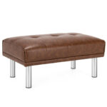 Tufted Ottoman Bench with Stainless Steel Legs for Living Room 24 Tufted Ottoman Bench with Stainless Steel Legs for Living Room