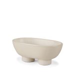 Tyren Cream Glazed Decorative Oblong Ceramic Bowl