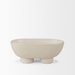 Tyren Cream Glazed Decorative Oblong Ceramic Bowl