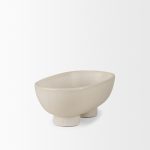 Tyren Cream Glazed Decorative Oblong Ceramic Bowl