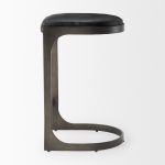 Tyson 17L x 18W x 28H Black Leather W/ Metal Frame Counter Stool