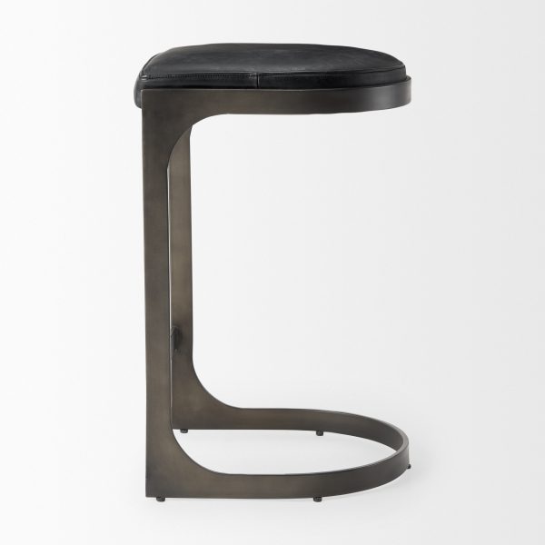 Tyson 17L x 18W x 28H Black Leather W Metal Frame Counter Stool 3