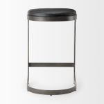 Tyson 17L x 18W x 28H Black Leather W/ Metal Frame Counter Stool