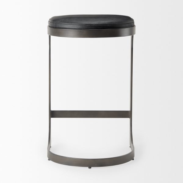Tyson 17L x 18W x 28H Black Leather W Metal Frame Counter Stool 4