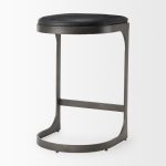 Tyson 17L x 18W x 28H Black Leather W/ Metal Frame Counter Stool