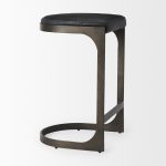 Tyson 17L x 18W x 28H Black Leather W/ Metal Frame Counter Stool