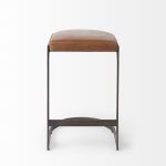 Tyson 17L x 18W x 28H Brown Leather W/ Metal Frame Counter Stool