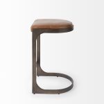 Tyson 17L x 18W x 28H Brown Leather W/ Metal Frame Counter Stool