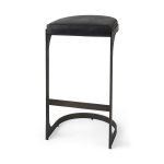 Tyson 17L x 18W x 31H Black Leather W/ Metal Frame Bar Stool