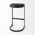 Tyson 17L x 18W x 31H Black Leather W/ Metal Frame Bar Stool