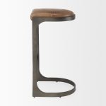 Tyson 17L x 18W x 31H Brown Leather W/ Metal Frame Bar Stool