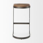 Tyson 17L x 18W x 31H Brown Leather W/ Metal Frame Bar Stool