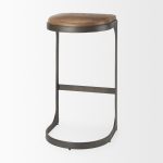 Tyson 17L x 18W x 31H Brown Leather W/ Metal Frame Bar Stool