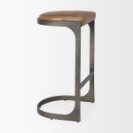 Tyson 17L x 18W x 31H Brown Leather W/ Metal Frame Bar Stool