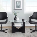 U-Shaped Black Wood Contemporary Glass Coffee Table