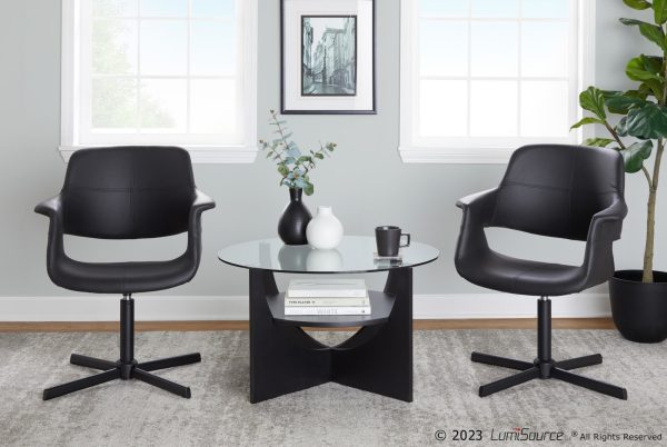 U Shaped Black Wood Contemporary Glass Coffee Table 1