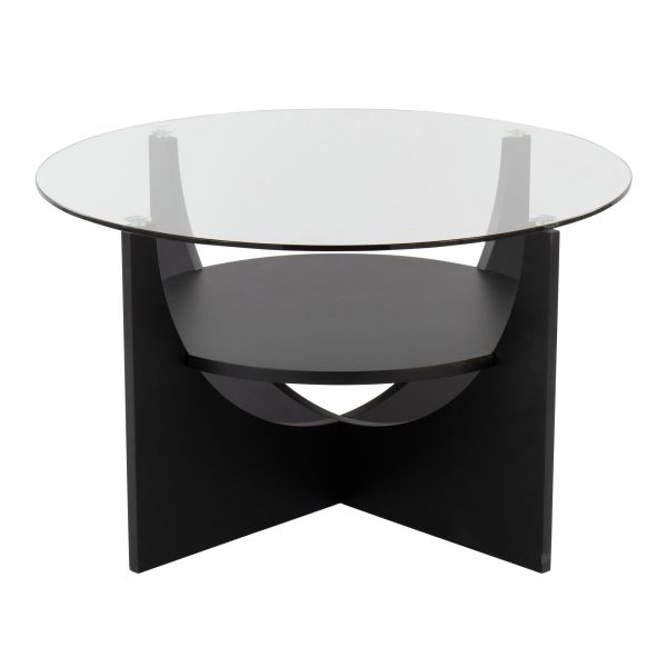 U Shaped Black Wood Contemporary Glass Coffee Table 4